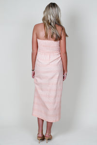 SELF CONTRAST | Robyn Strapless Wrap Dress - Tangerine Stripe