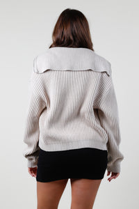 Addison Zip Up Sweater - Beige