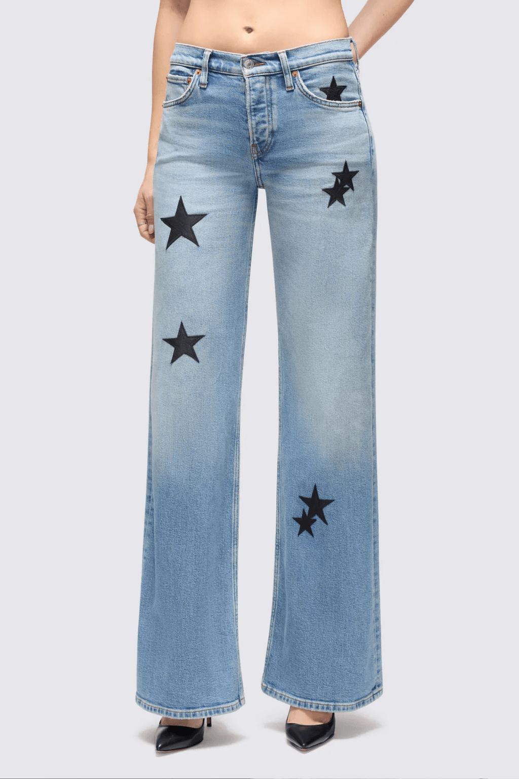 RE/DONE | Mid Rise Wide Leg - Opal Indigo Star