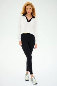 SPLITS59 | Joan Fleece Polo Sweatshirt - White/Black