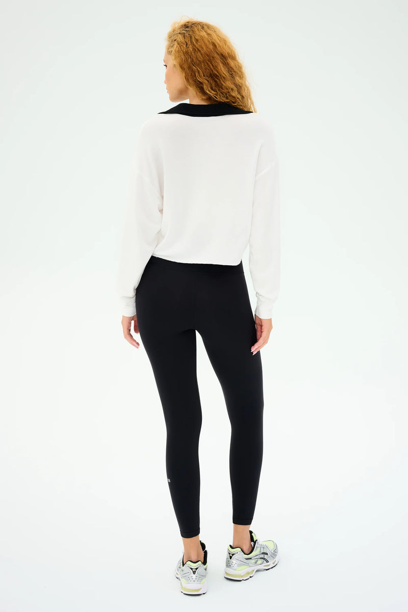 SPLITS59 | Joan Fleece Polo Sweatshirt - White/Black