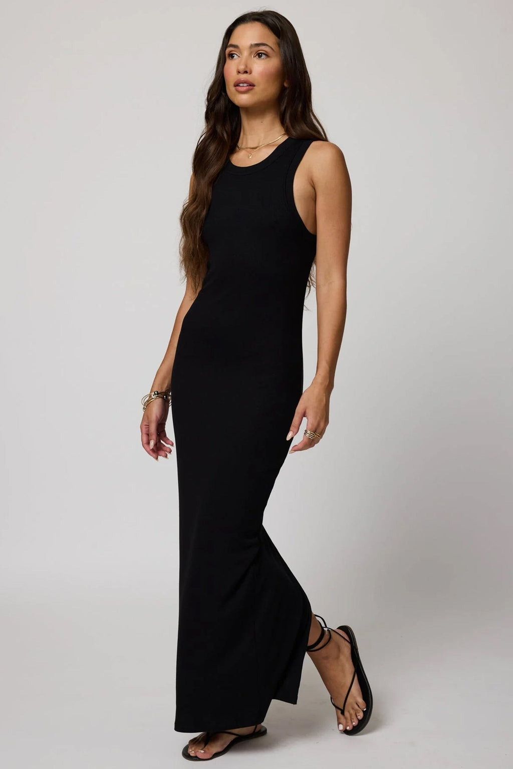 STILLWATER | Rib High Neck Maxi Dress - Black