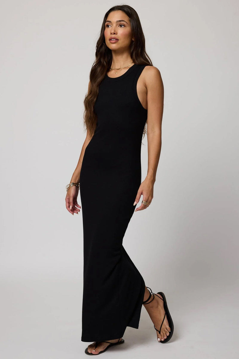 STILLWATER | Rib High Neck Maxi Dress - Black