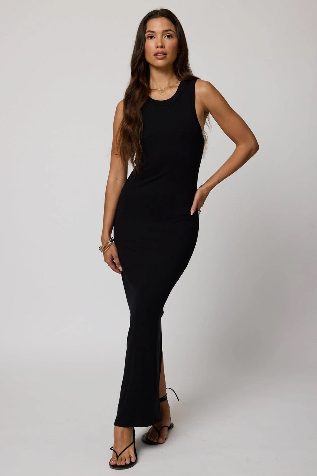 STILLWATER | Rib High Neck Maxi Dress - Black