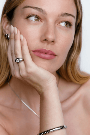 LUV AJ | The Oval Orbit Bezel Ring - Silver