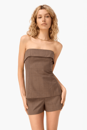 CAMI NYC | London Strapless Top - Fawn Plaid
