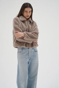 LNA | Stella Zip Up Bomber - Pebble