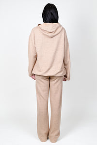 Knitted Hoodie & Pants Set - Apricot