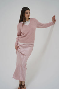 LNA | Eva Shine Skirt - Rosewater Shine