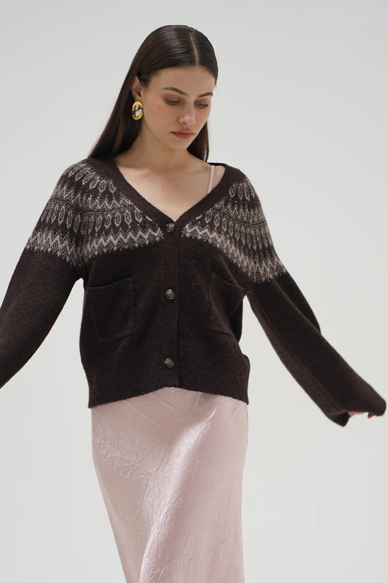 LNA | Stewart Fair Isle Cardigan - Brown