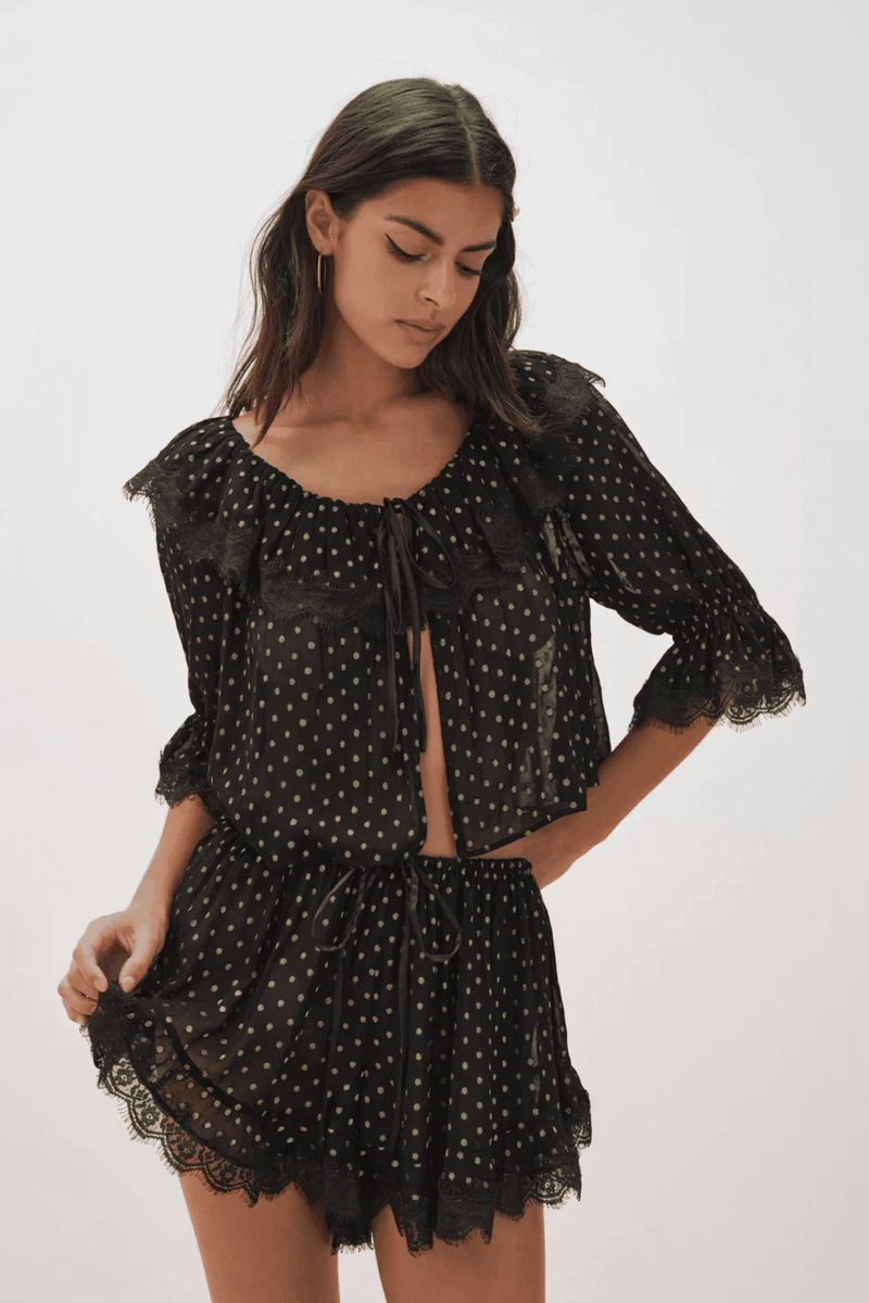 FOR LOVE & LEMONS | Liz Lurex Dot Short - Black