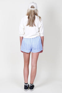 Striped Balloon Shorts - Blue