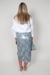 DEREK LAM | Alissa Sequin Midi Skirt - Teal Multi
