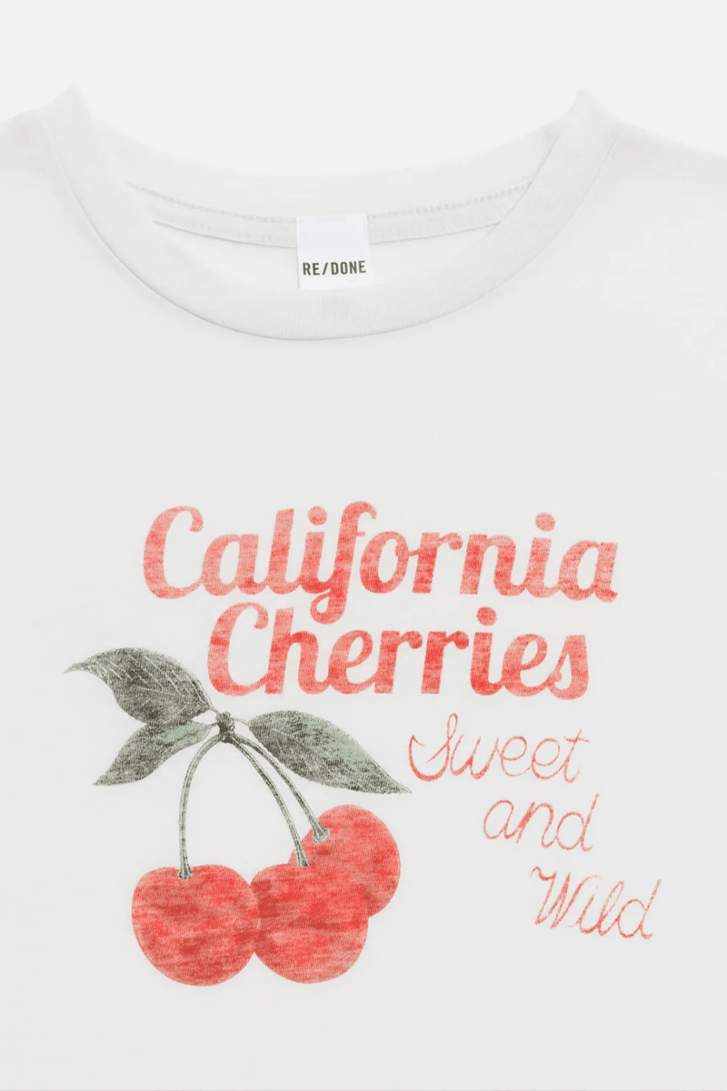 RE/DONE | Tiny "Cherries" Tee - Vintage White