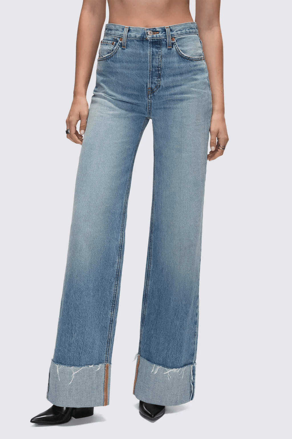 RE/DONE - High Rise Wide Leg Cuff - Vintage Biker