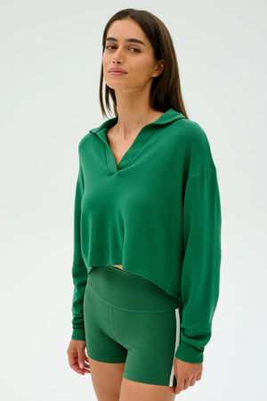 SPLITS59 | Joan Fleece Polo Sweatshirt - Arugula