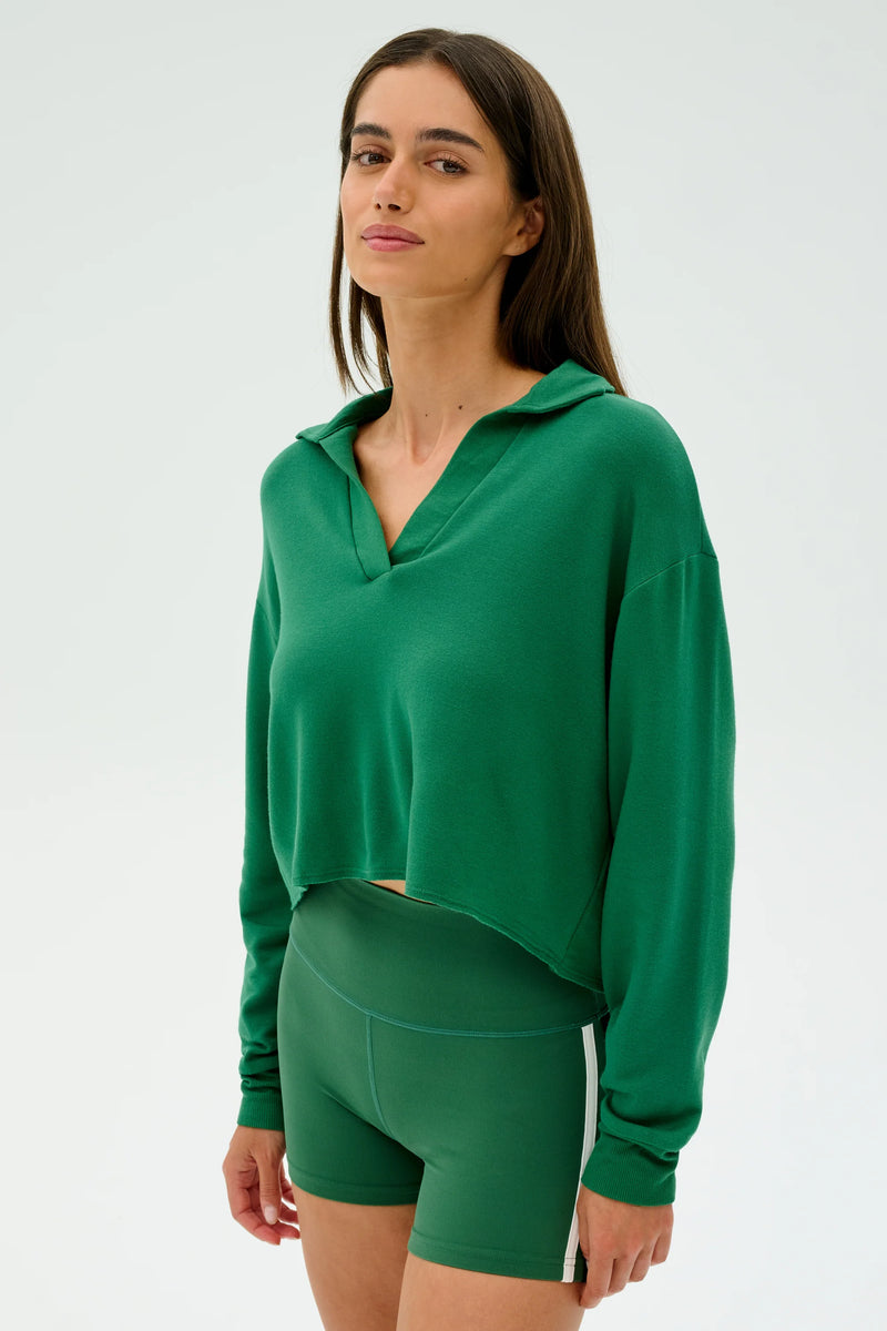 SPLITS59 | Joan Fleece Polo Sweatshirt - Arugula