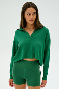 SPLITS59 | Joan Fleece Polo Sweatshirt - Arugula