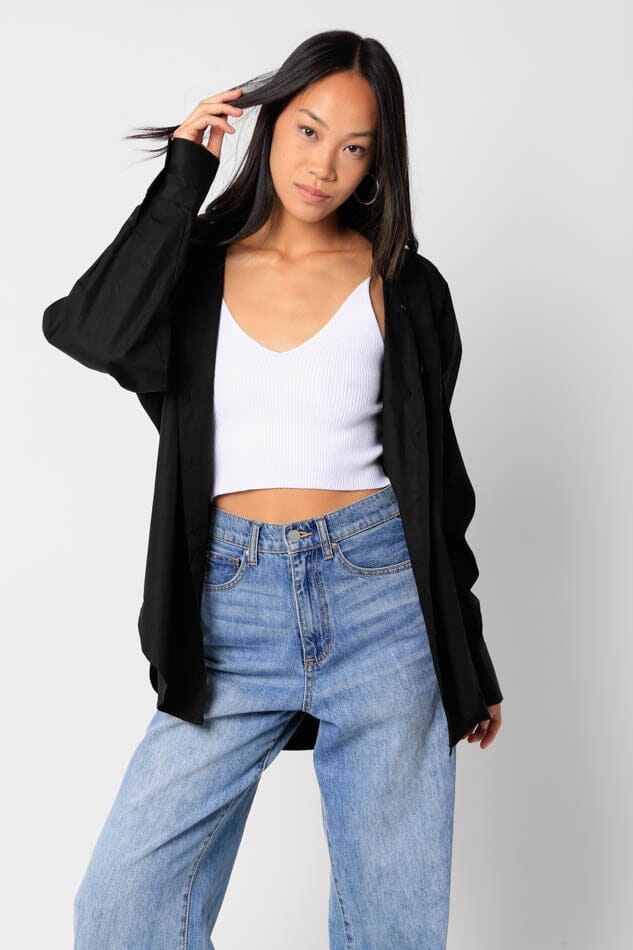 Classic Boyfriend Button Up - Black