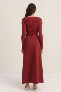 MON RENN | Oxide Denim Skirt - Wine