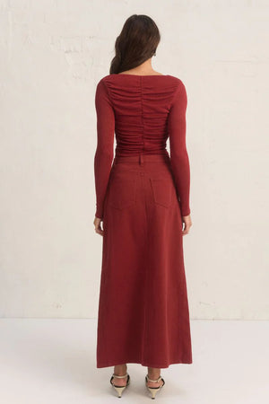 MON RENN | Oxide Denim Skirt - Wine