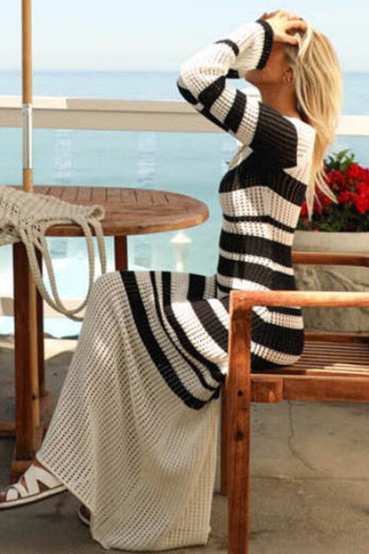 Knits for Fall Maxi - Black & White Stripe