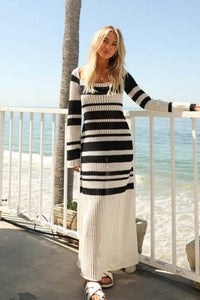 Knits for Fall Maxi - Black & White Stripe