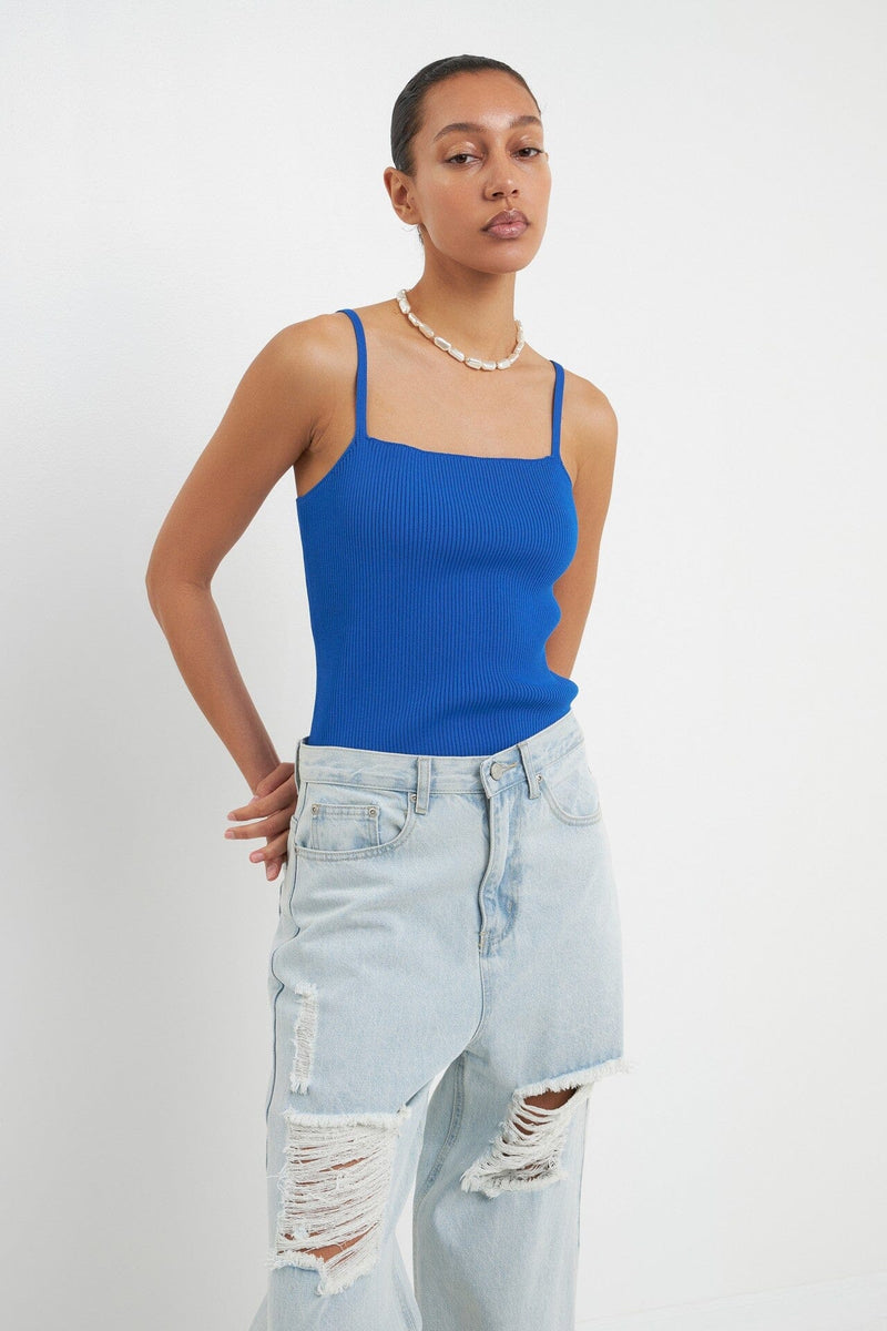 Classic Rib Knit Tank - Cobalt