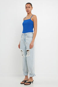 Classic Rib Knit Tank - Cobalt