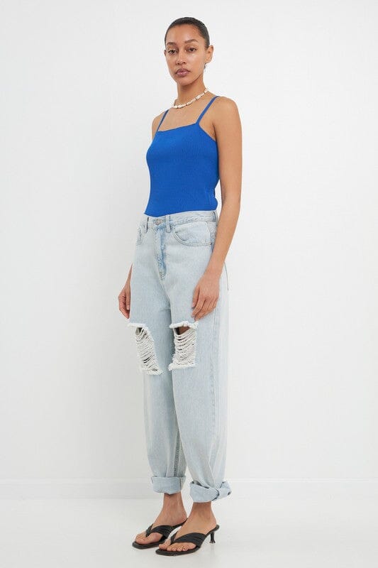 Classic Rib Knit Tank - Cobalt
