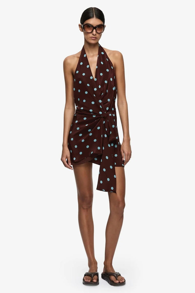 Bec + Bridge Mathilde Halter Mini Dress in Brown