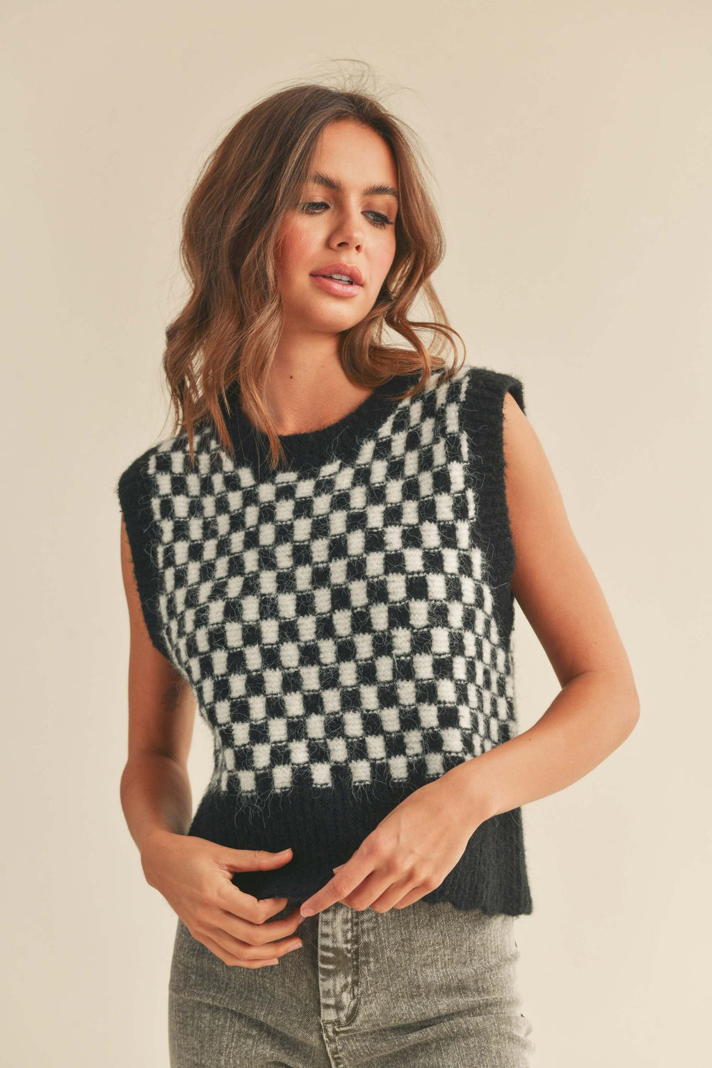Chekerboard Vest - Black + White