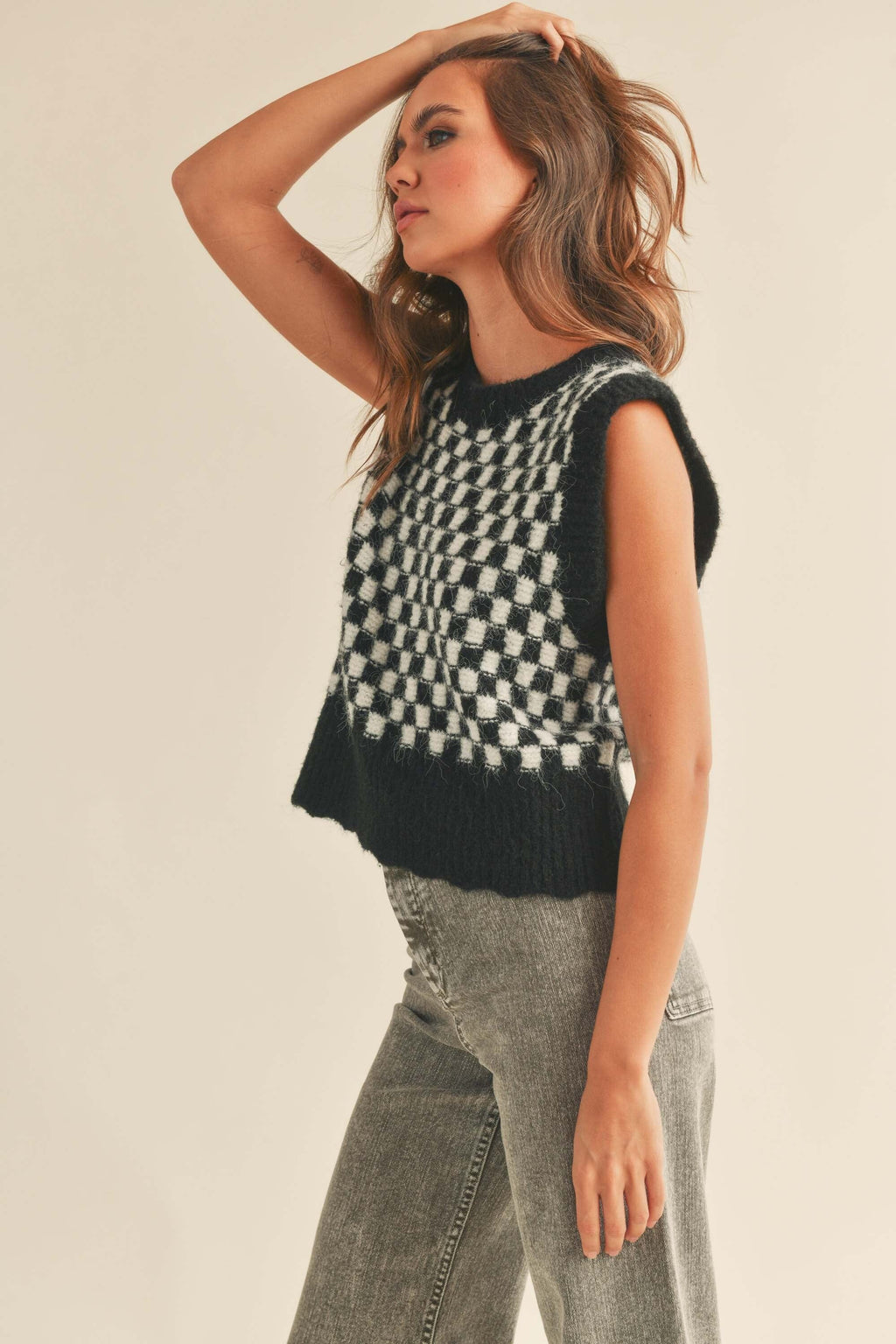 Chekerboard Vest - Black + White