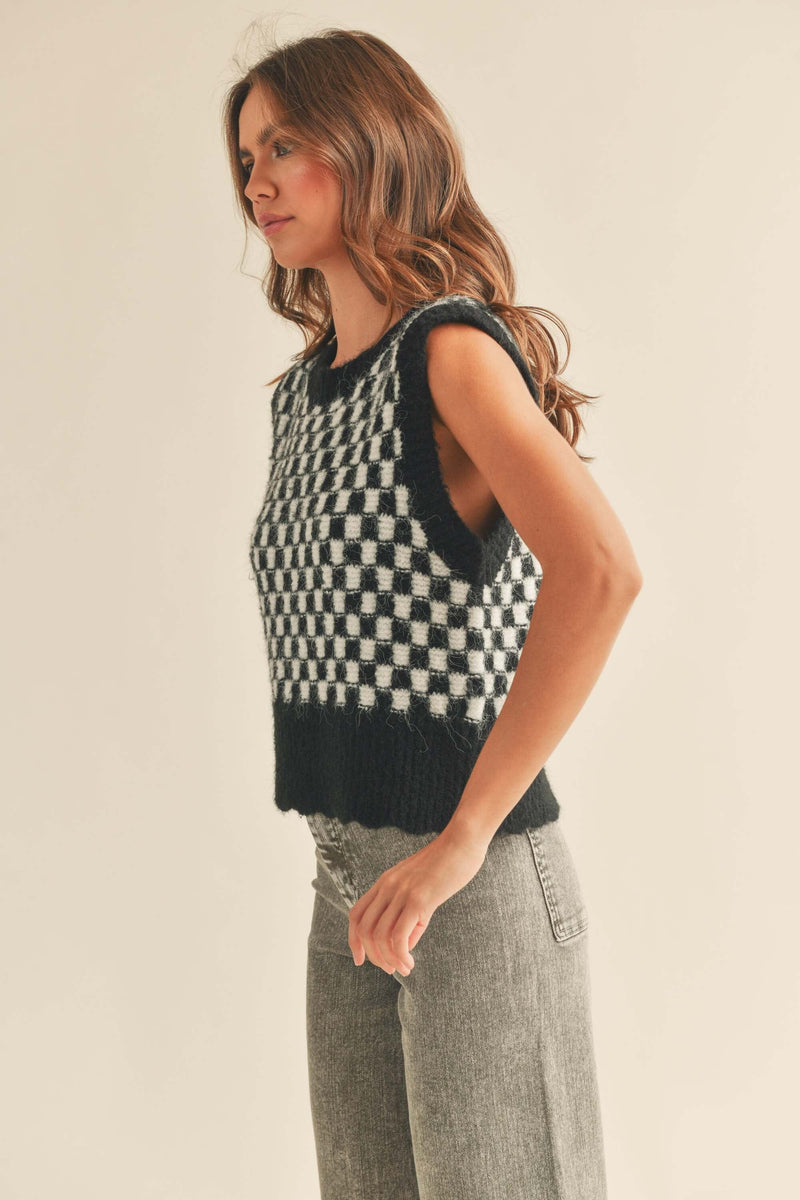 Chekerboard Vest - Black + White