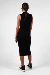 ENZA COSTA | Silk Knit Sleeveless Twist Midi - Black