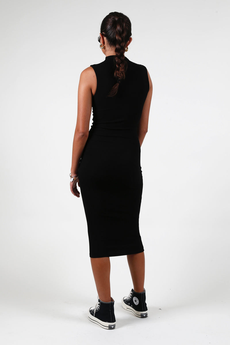 ENZA COSTA | Silk Knit Sleeveless Twist Midi - Black