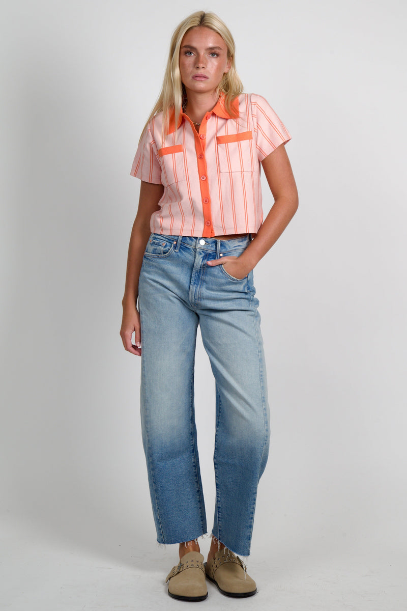 LINE & DOT | Rheba Stripe Sweater Top - Peach