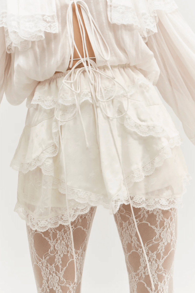 FOR LOVE & LEMONS | Jeanne Jacquard Mini Skirt - Cream