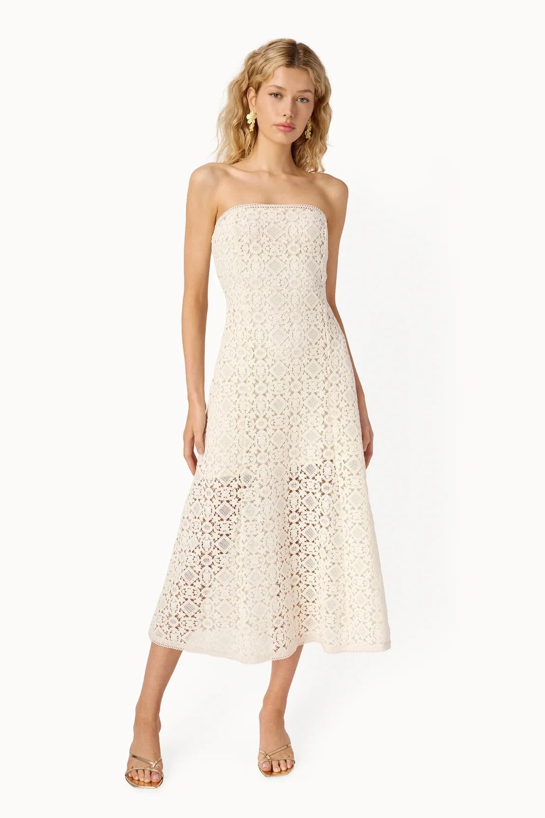 CAMI NYC Lisboa Strapless Crochet Dress in Cream