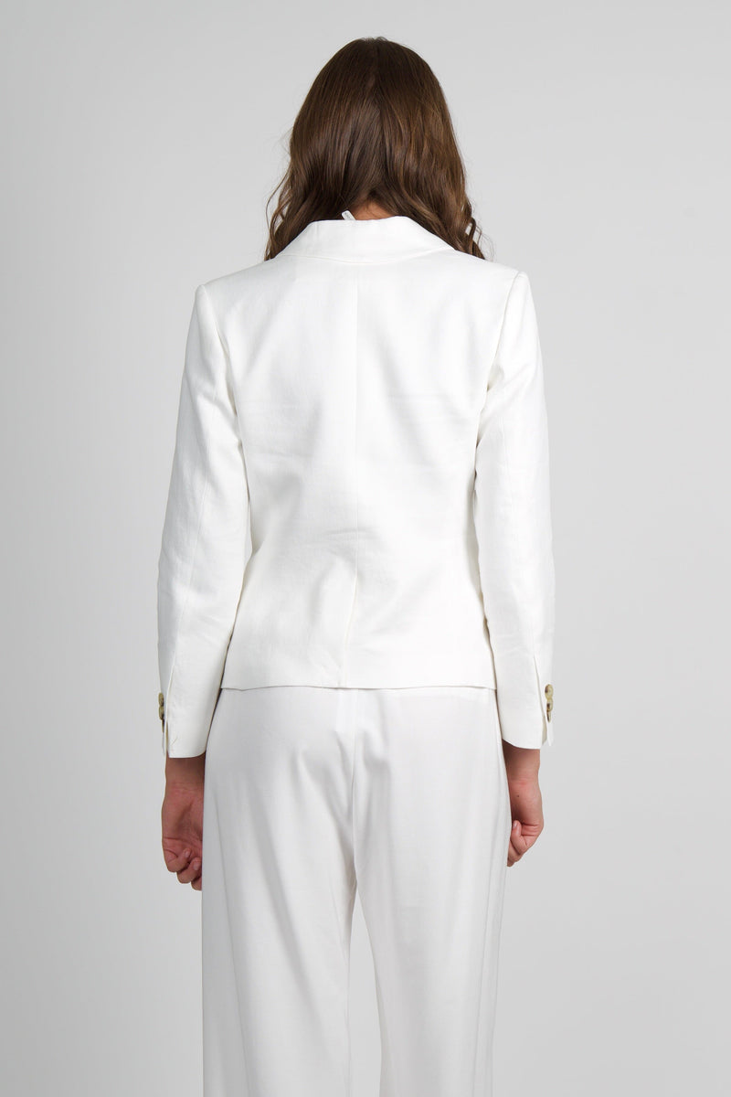 FRAME | The Linen Smart Blazer - White
