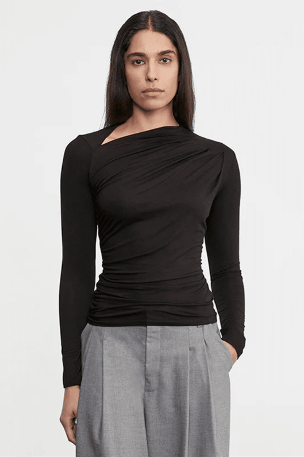ENZA COSTA | Fluid Jersey Slash Top - Black