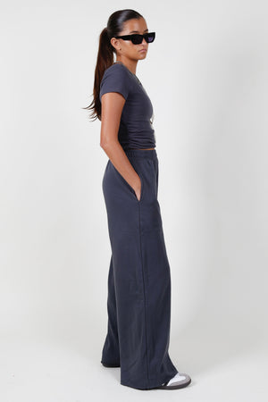 The Vanessa Wide Leg Sweats -Charcoal