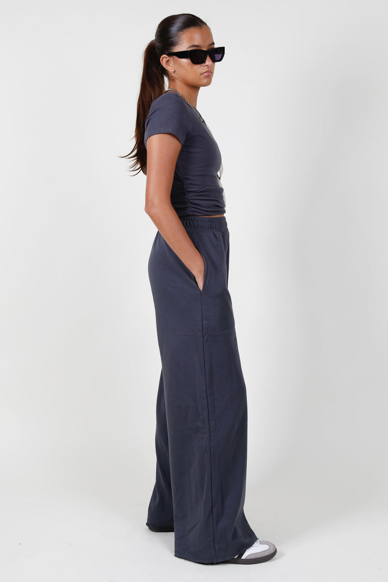 The Vanessa Wide Leg Sweats -Charcoal