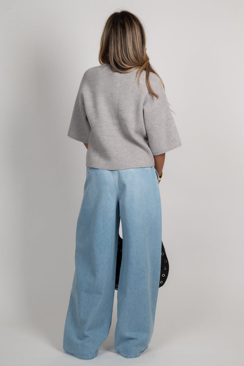 AUREUM | SS Knit Top - Grey