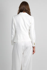 FRAME | The Linen Smart Blazer - White