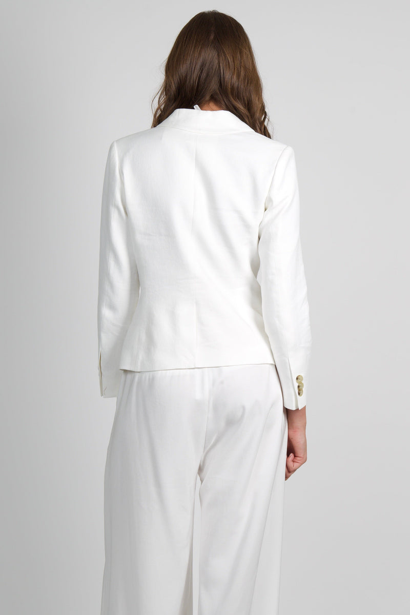 FRAME | The Linen Smart Blazer - White