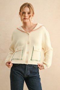 Color Stitch Cardigan - Cream