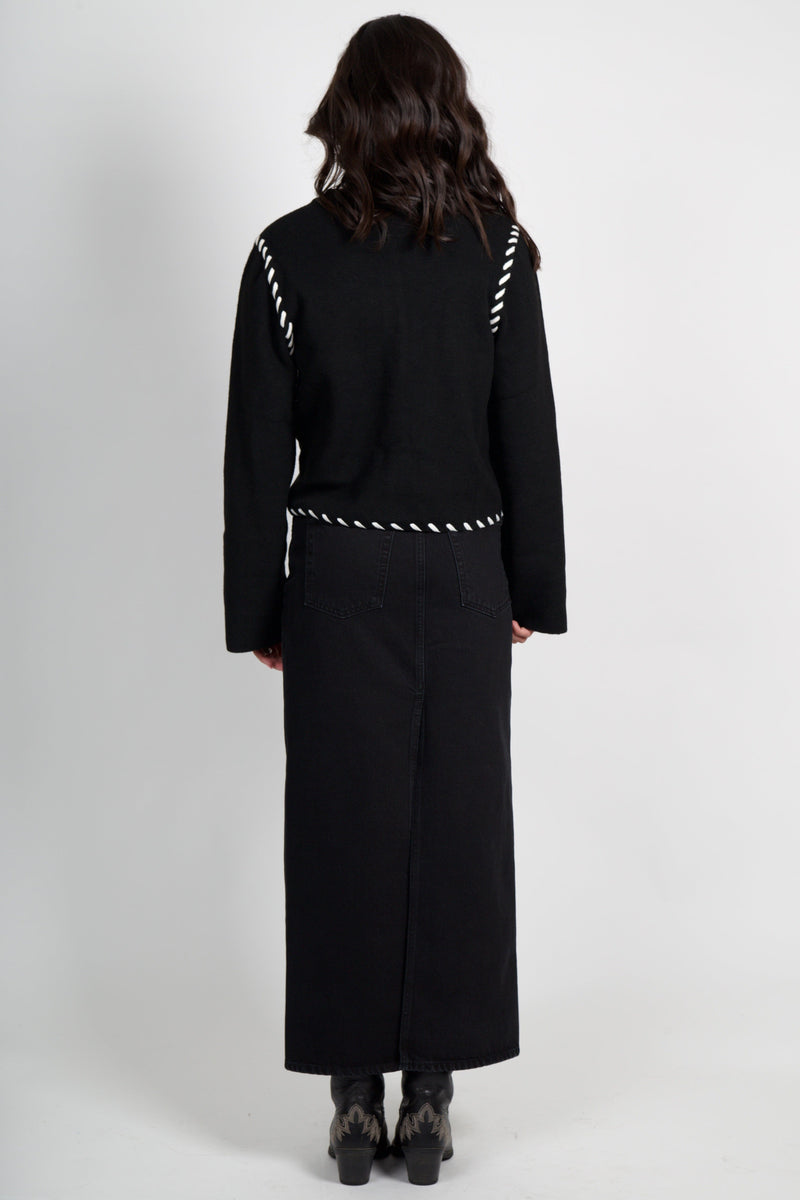 MON RENN | Dahlia Cardigan - Black/Cream