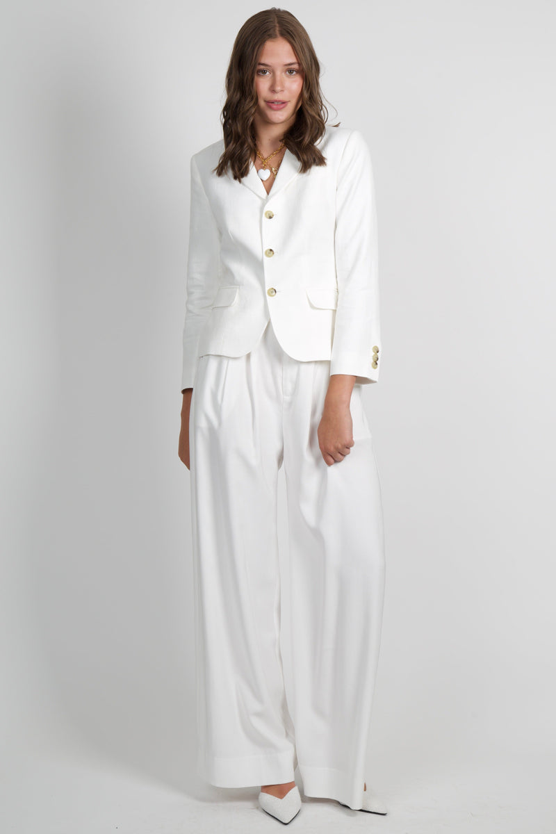 FRAME | The Linen Smart Blazer - White