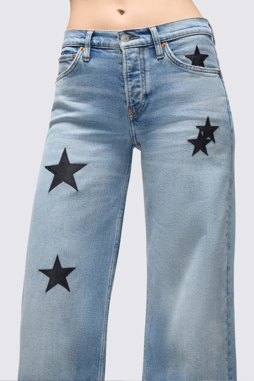 RE/DONE | Mid Rise Wide Leg - Opal Indigo Star